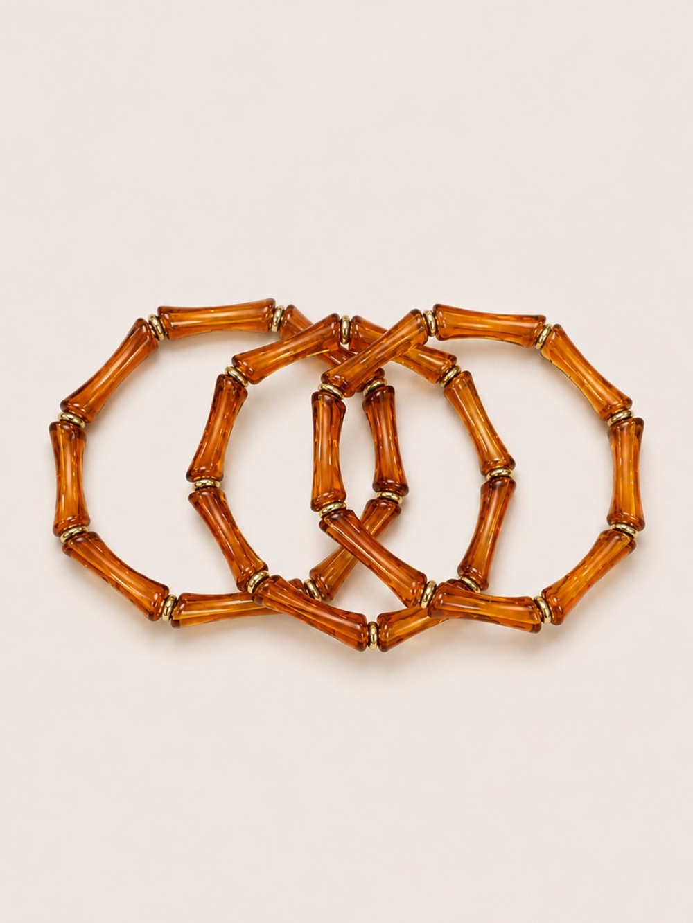 New! Amber Lucite Bamboo Bracelet Stack Set NWOT 5005